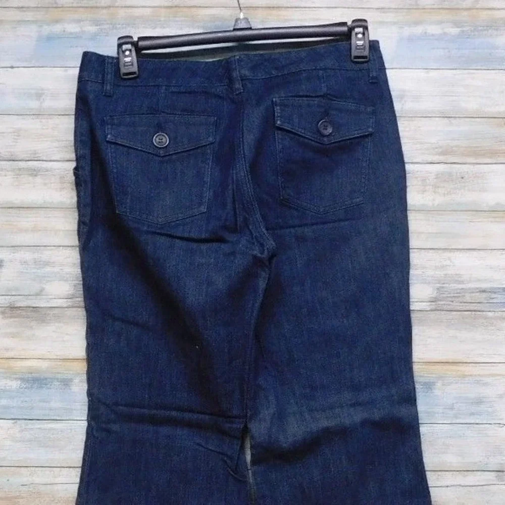 New York Company‎ Womens Dark Wash Flare Leg Denim Jeans Size 10 Vintage Boho